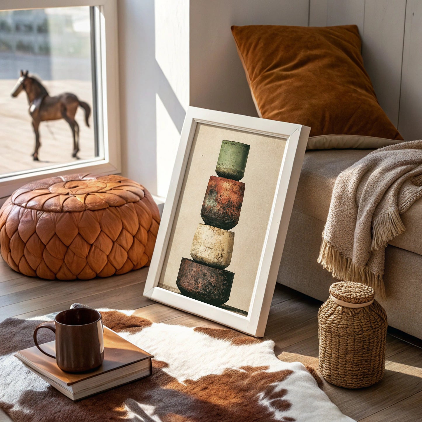 Stacked and Weathered: Four Urns of Earth and Rust