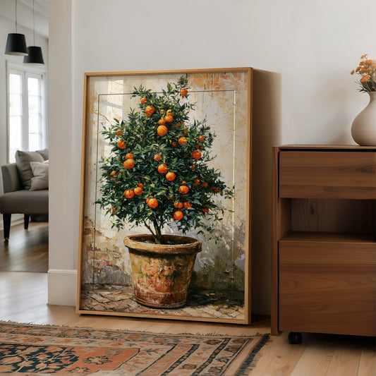 Terracotta and Sunlight: Potted Orange Tree Still Life