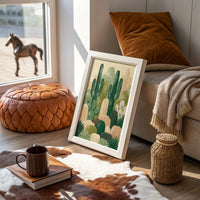 Twin Saguaros: Cactus Collage in Green & Tan