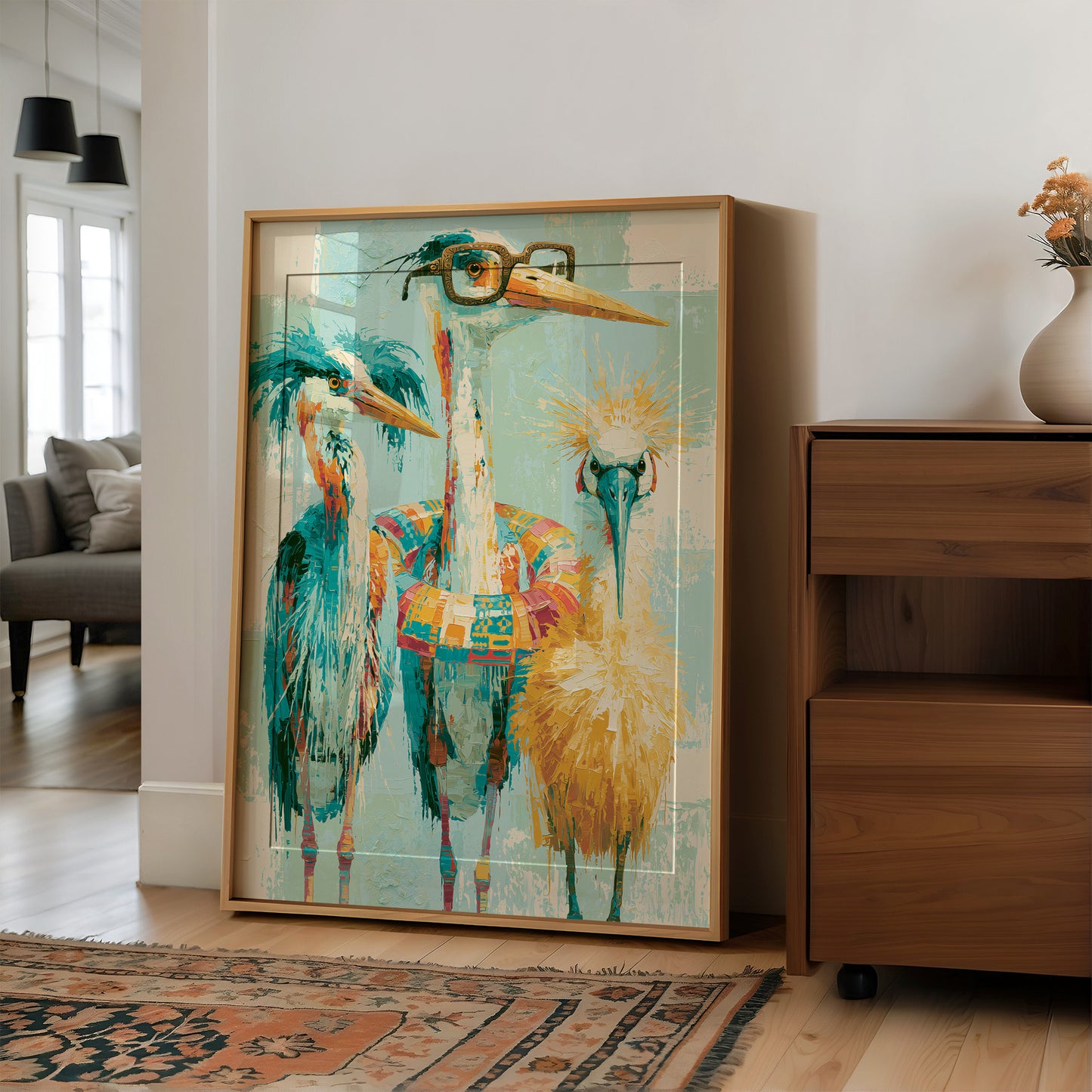 The Bespectacled Bird Trio: A Feathered Trio Portrait