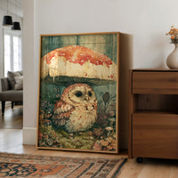 Sheltering Owl Beneath the Toadstool