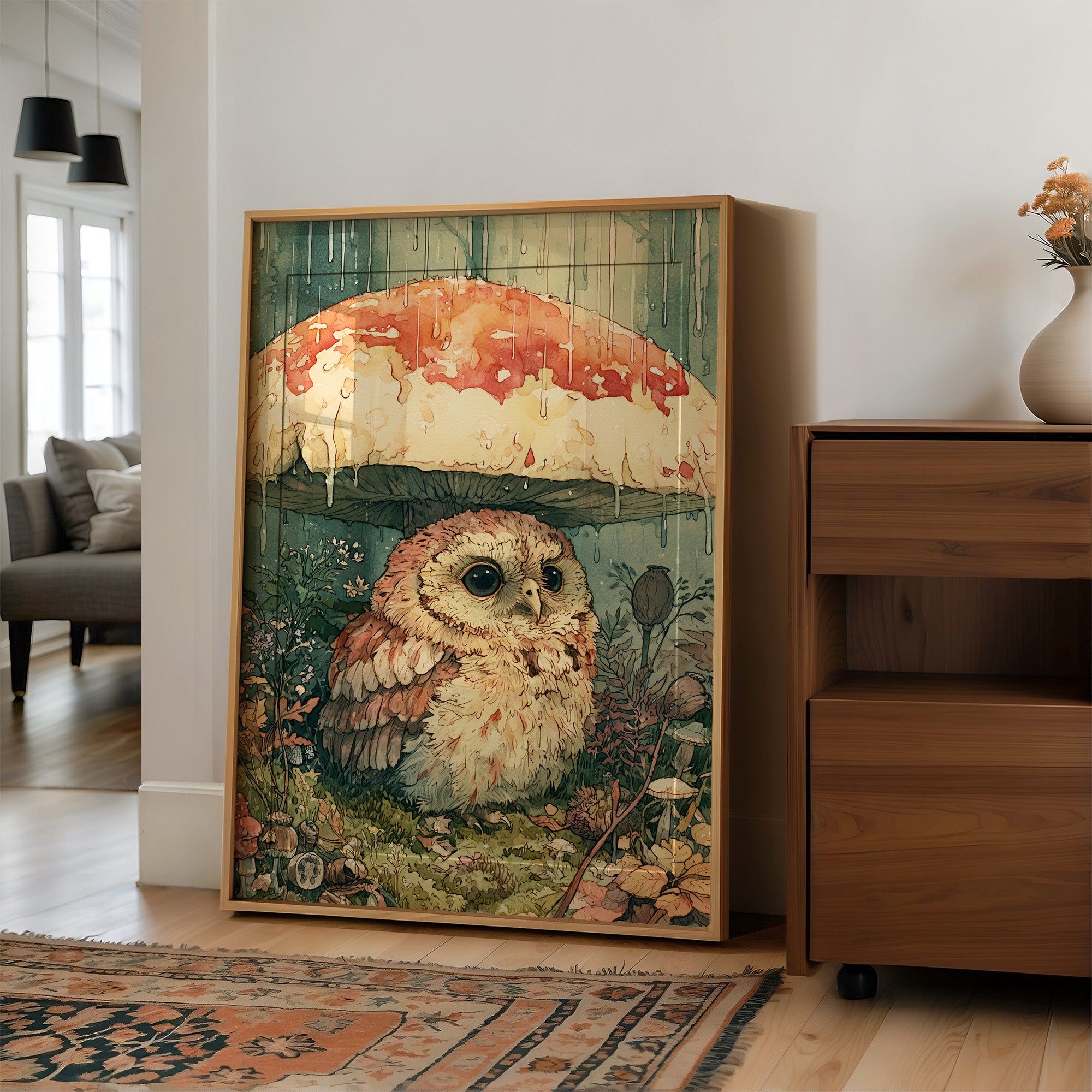 Sheltering Owl Beneath the Toadstool