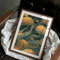 Golden Blooms in the Dark Garden: Marigold Study II