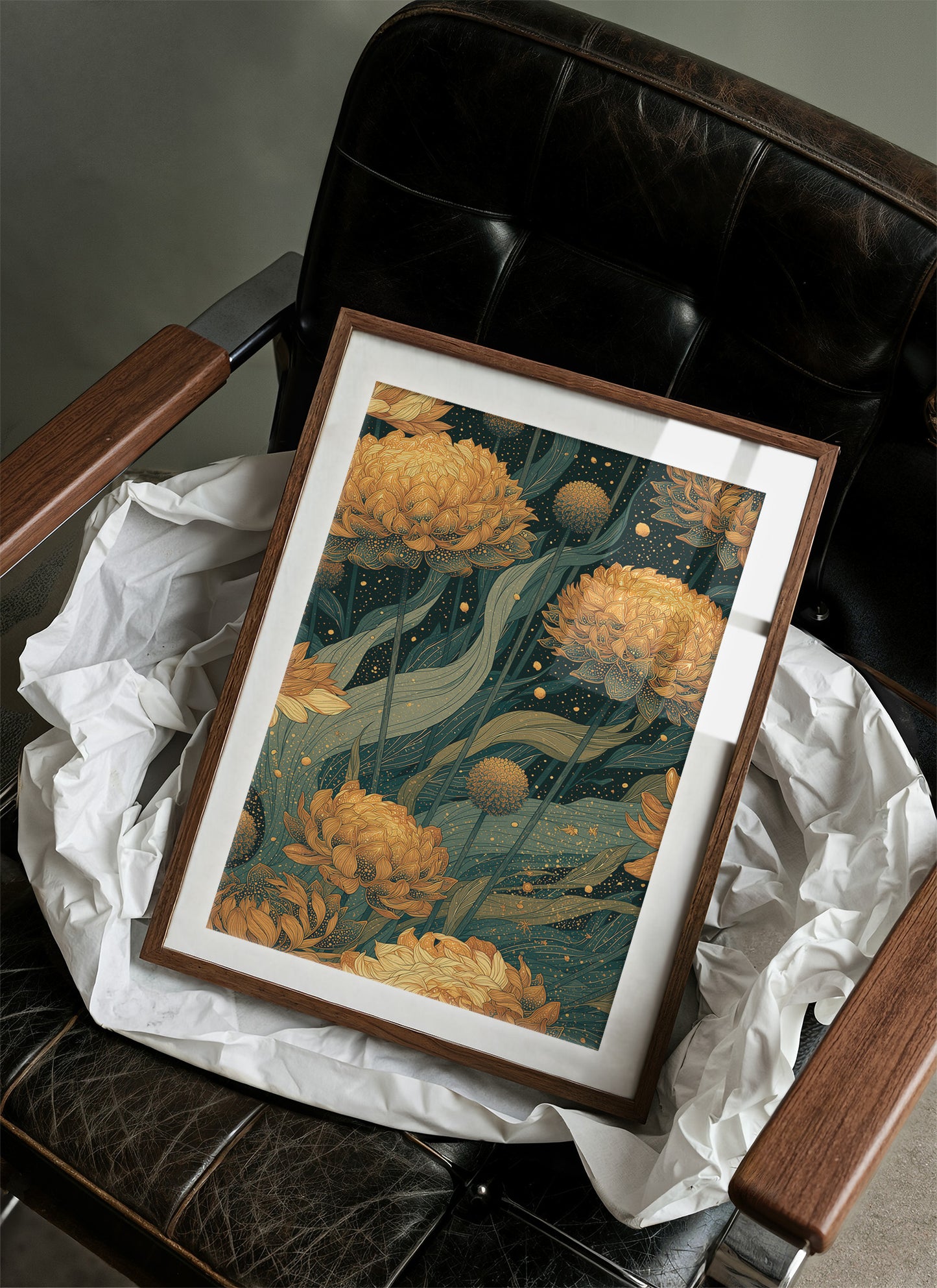 Golden Blooms in the Dark Garden: Marigold Study II