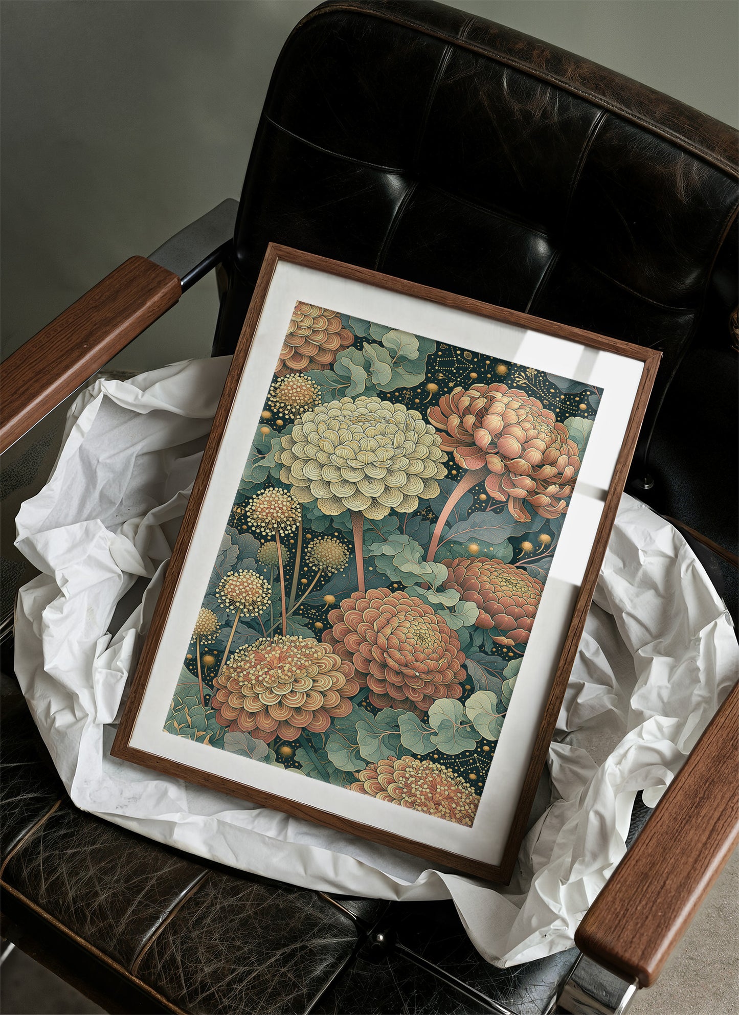 Coral Chrysanthemums Beneath the Constellations