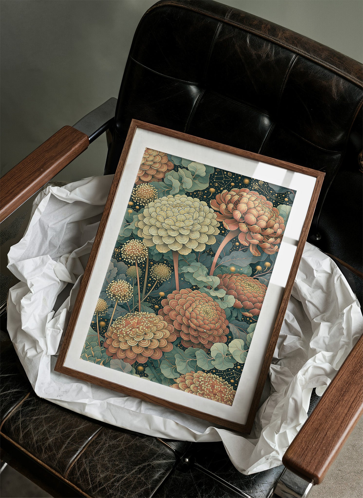Coral Chrysanthemums Beneath the Constellations