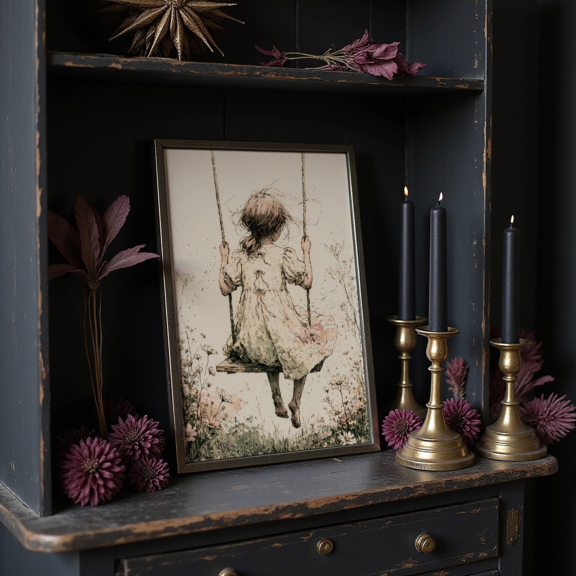 The Wildflower Swing: A Girl's Quiet Sway