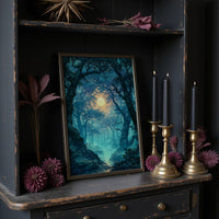 The Glowing Path: Moonlit Forest Stream