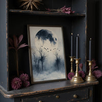Geese Take Flight Beneath the Shadowed Moon