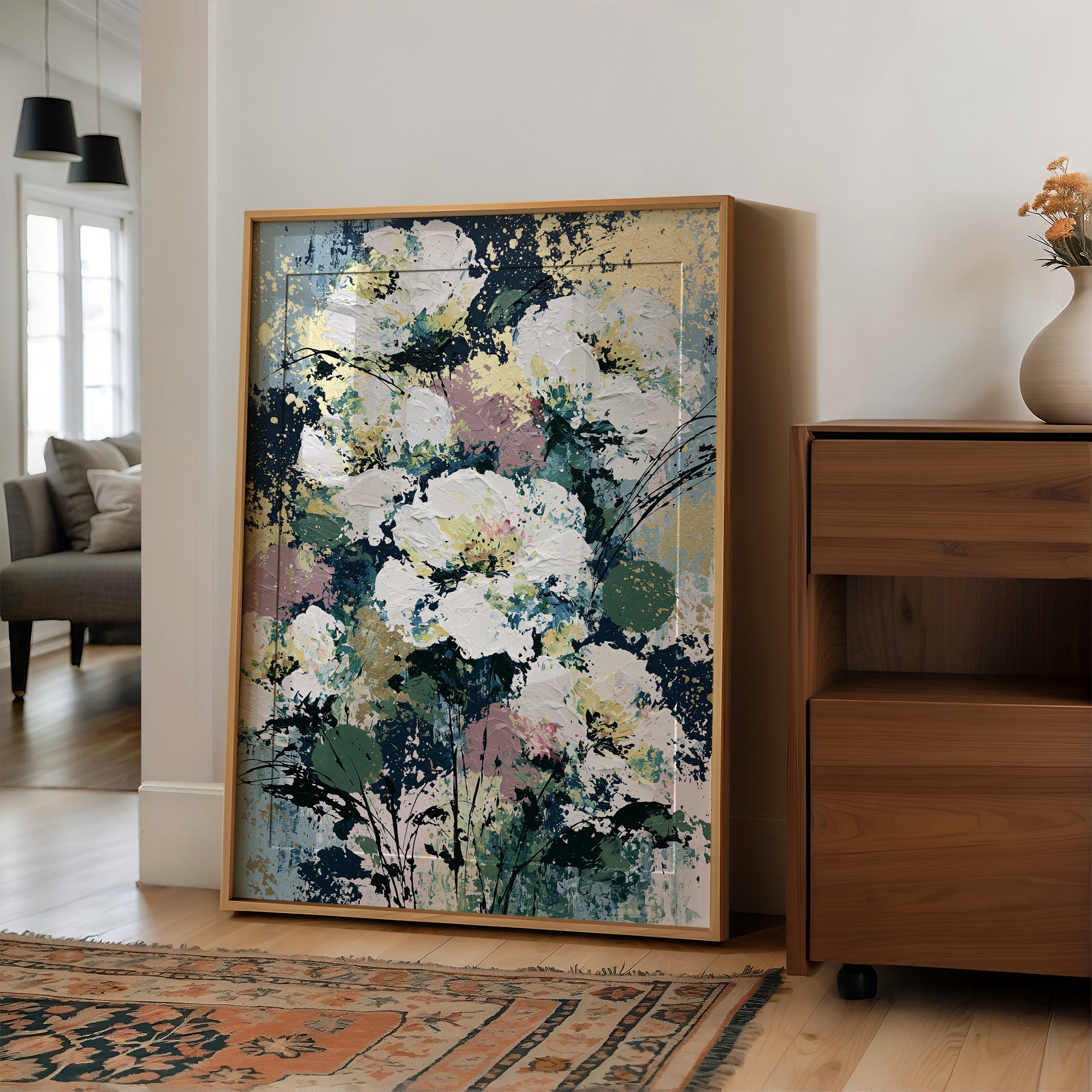 White Peonies in Sage & Slate