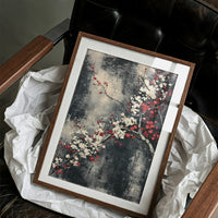 Cherry Blossoms on Charcoal Silk