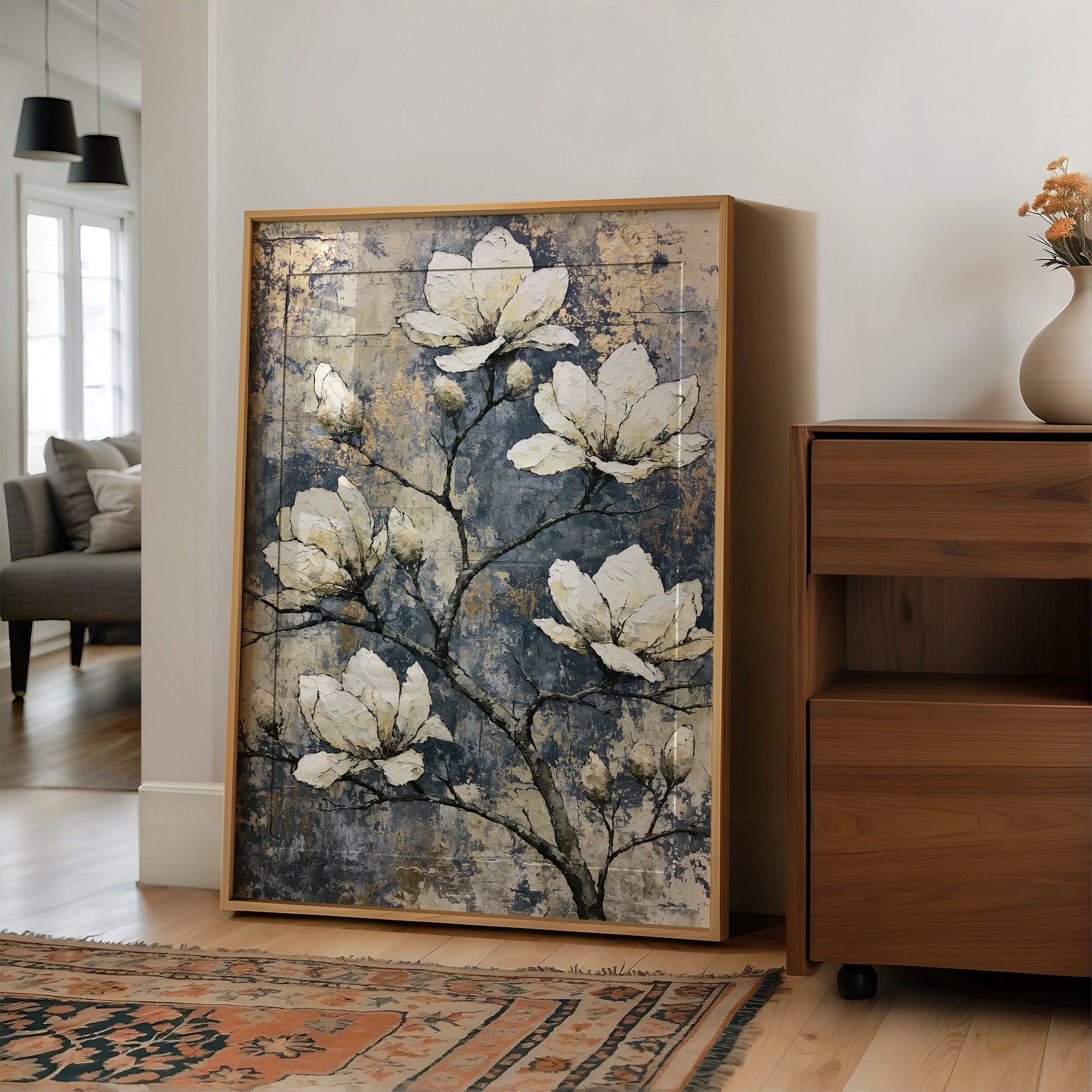 Magnolia Branch on Cracked Gold