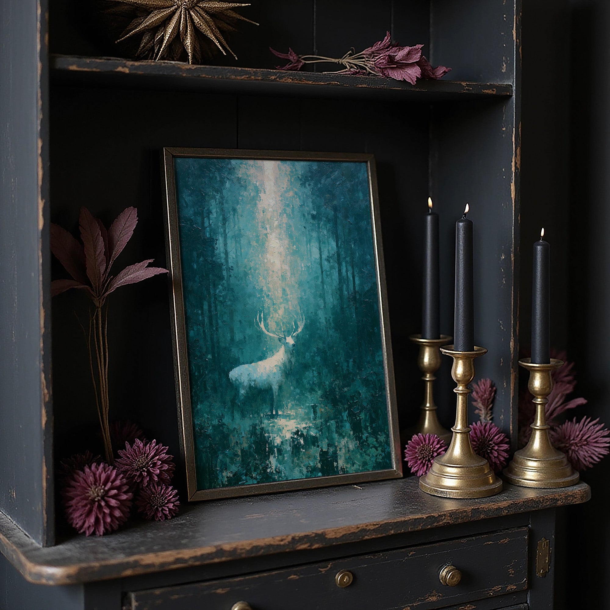 White Stag in the Emerald Glow