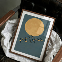 Geese Cross the Harvest Moon