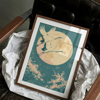 Crane Beneath Blossoms and Moon