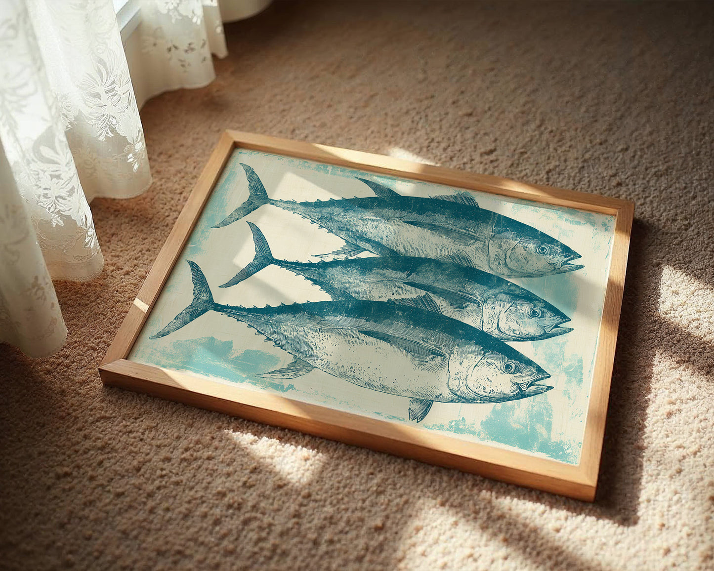 School of Tuna, Vintage Block Print