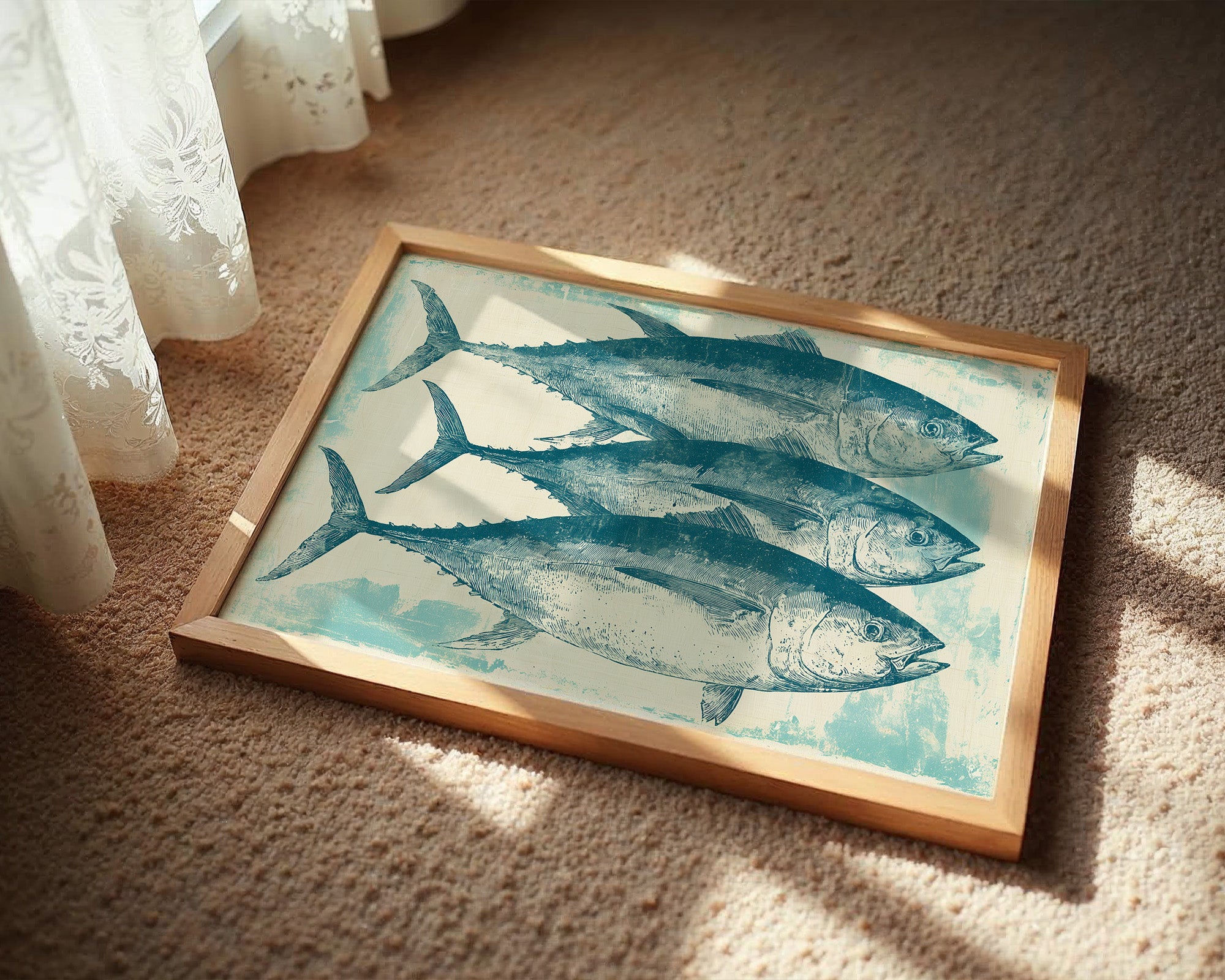 School of Tuna, Vintage Block Print