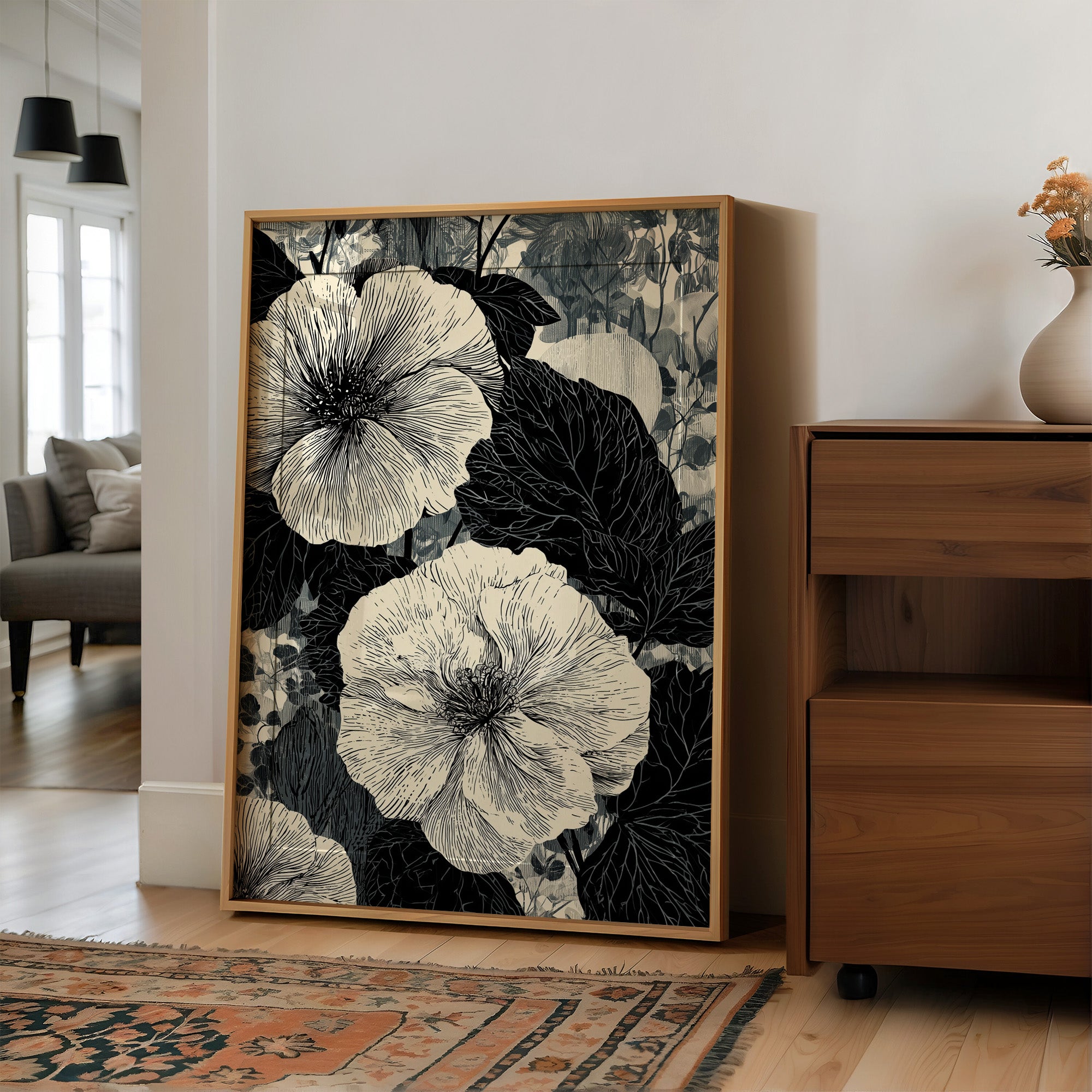 Hibiscus in Fine Black Ink
