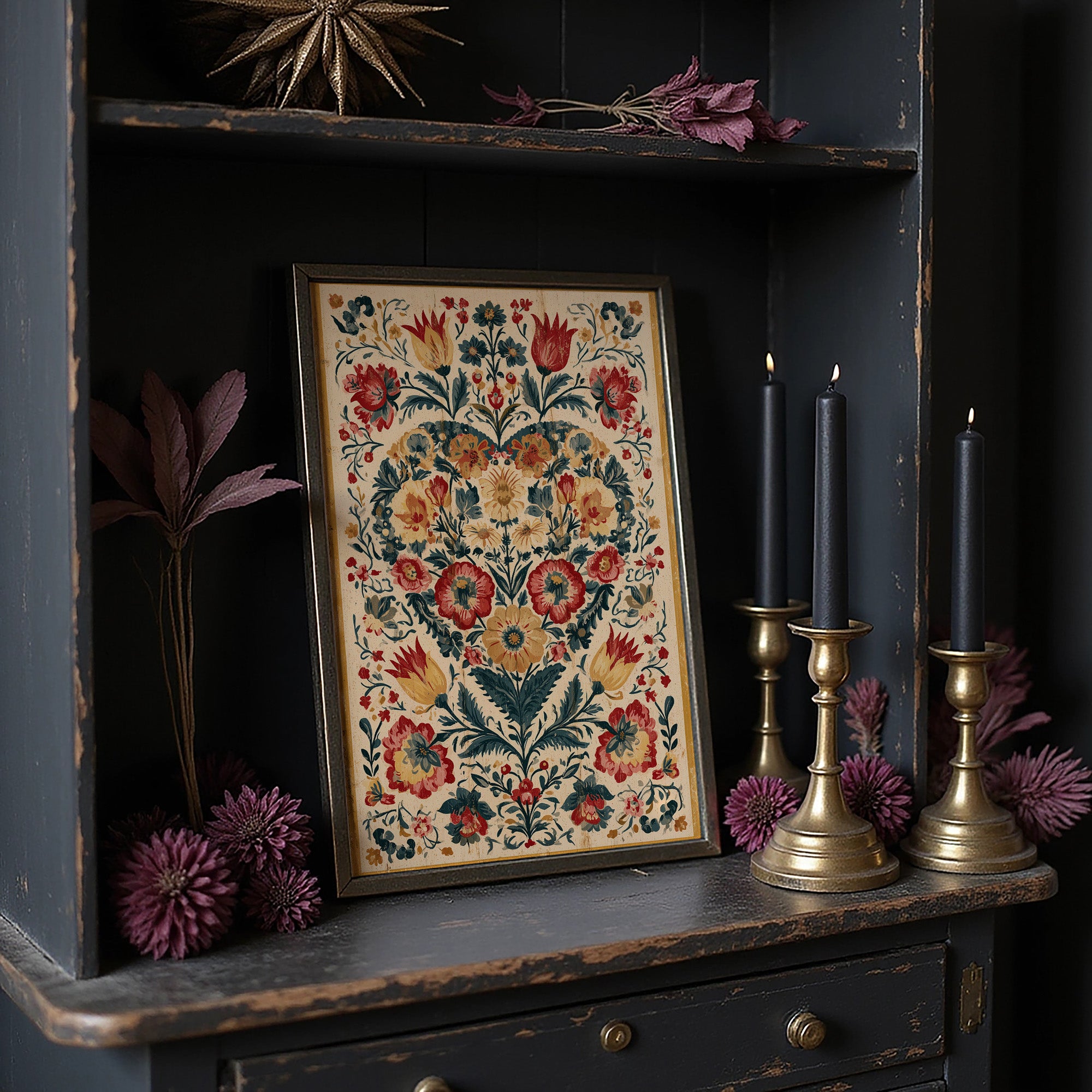 Folk Garden in Crimson and Gold