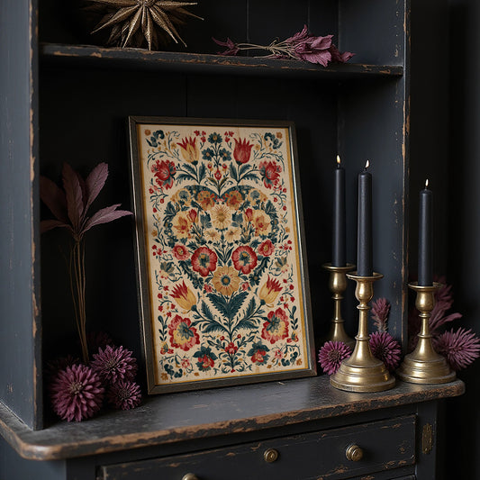 Folk Garden in Crimson and Gold