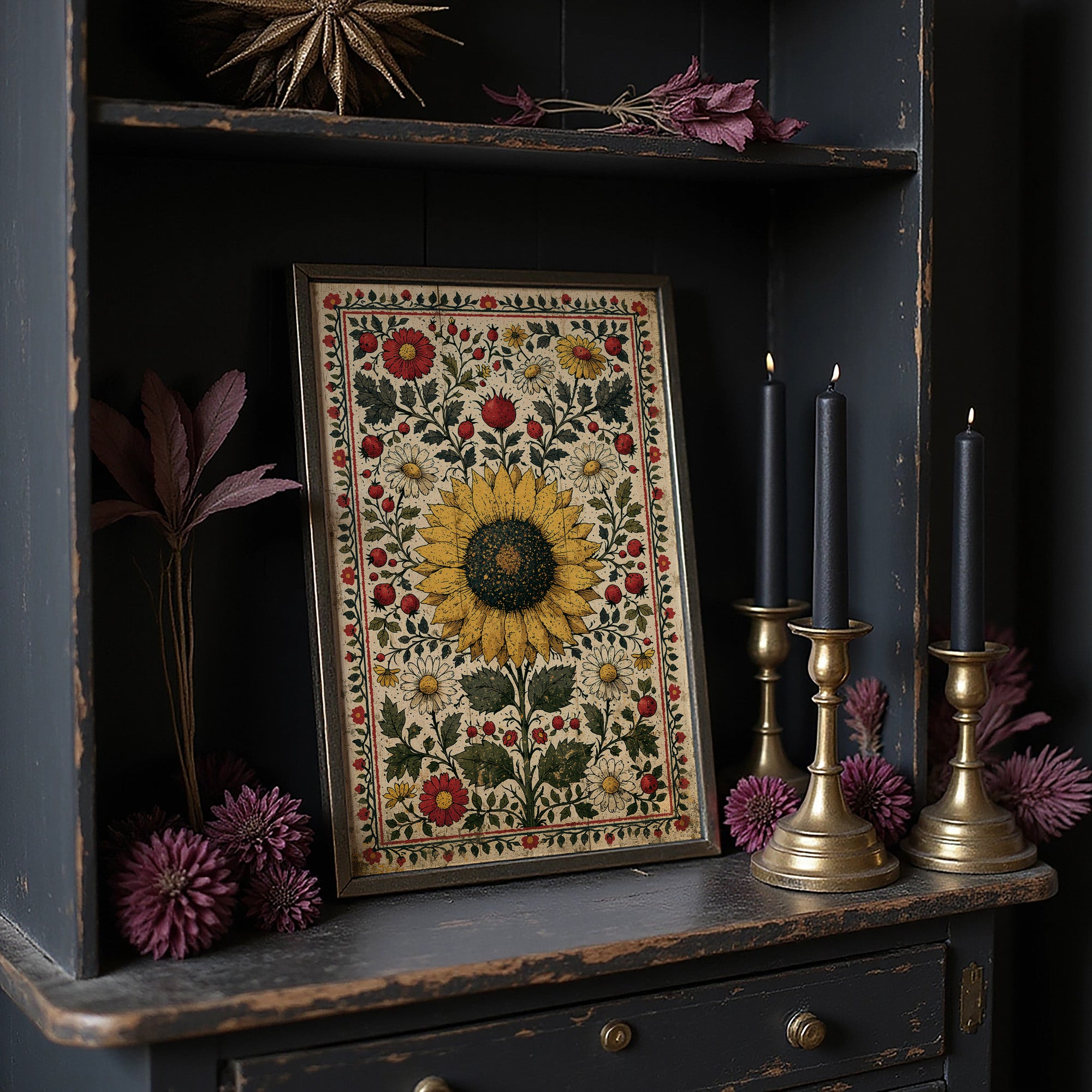 Sunflower Folk Tapestry