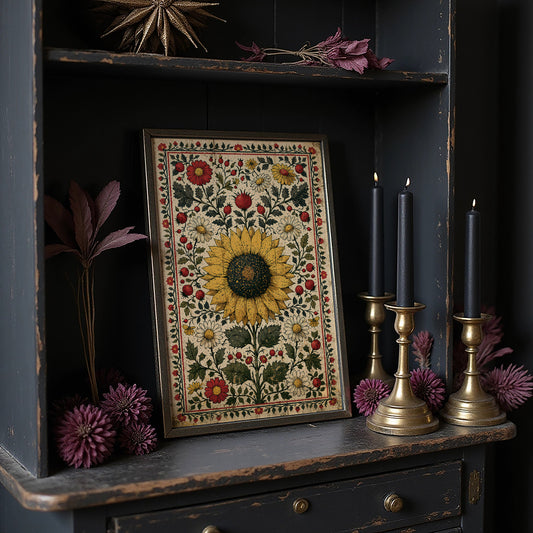 Sunflower Folk Tapestry