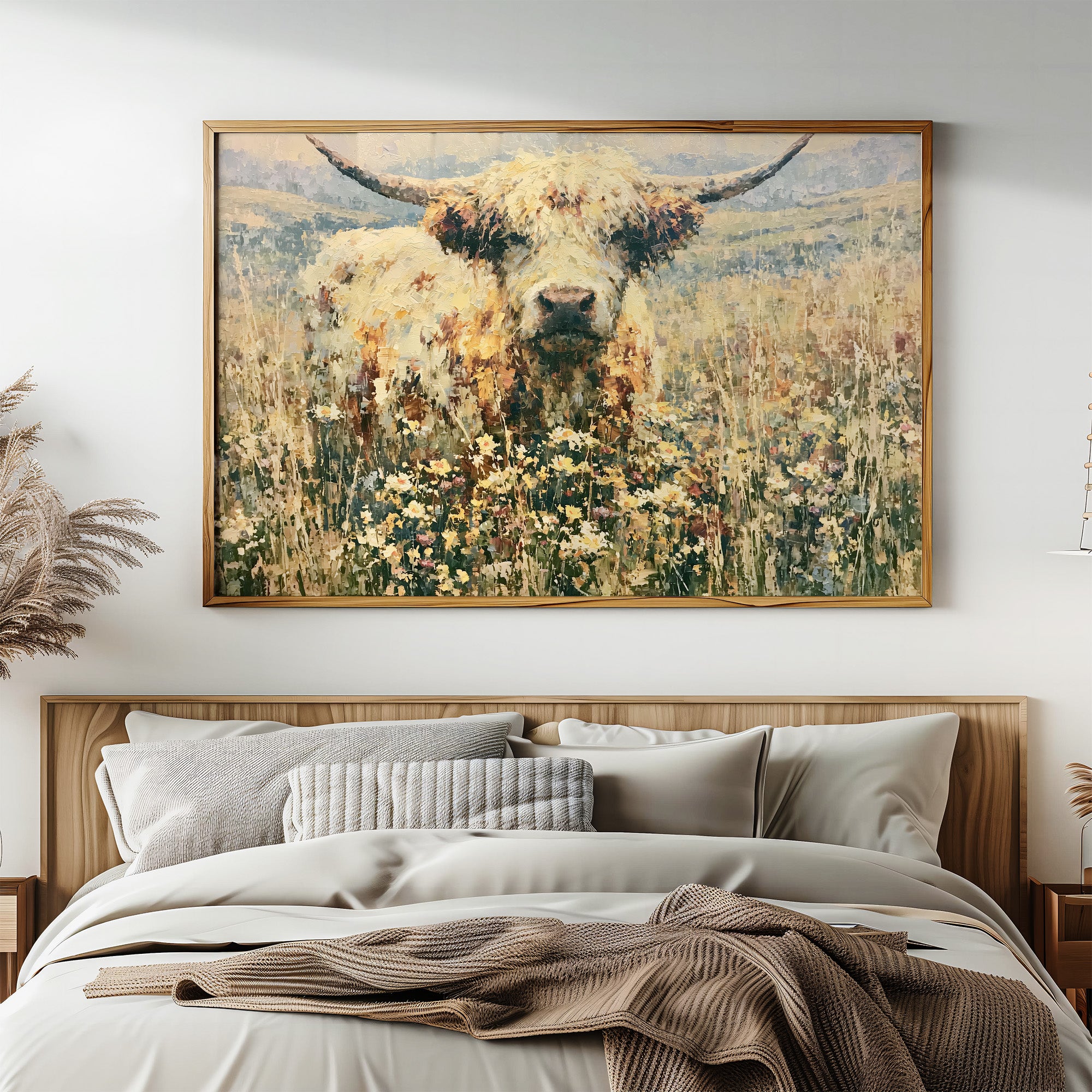 Highland Cow in Wildflowers