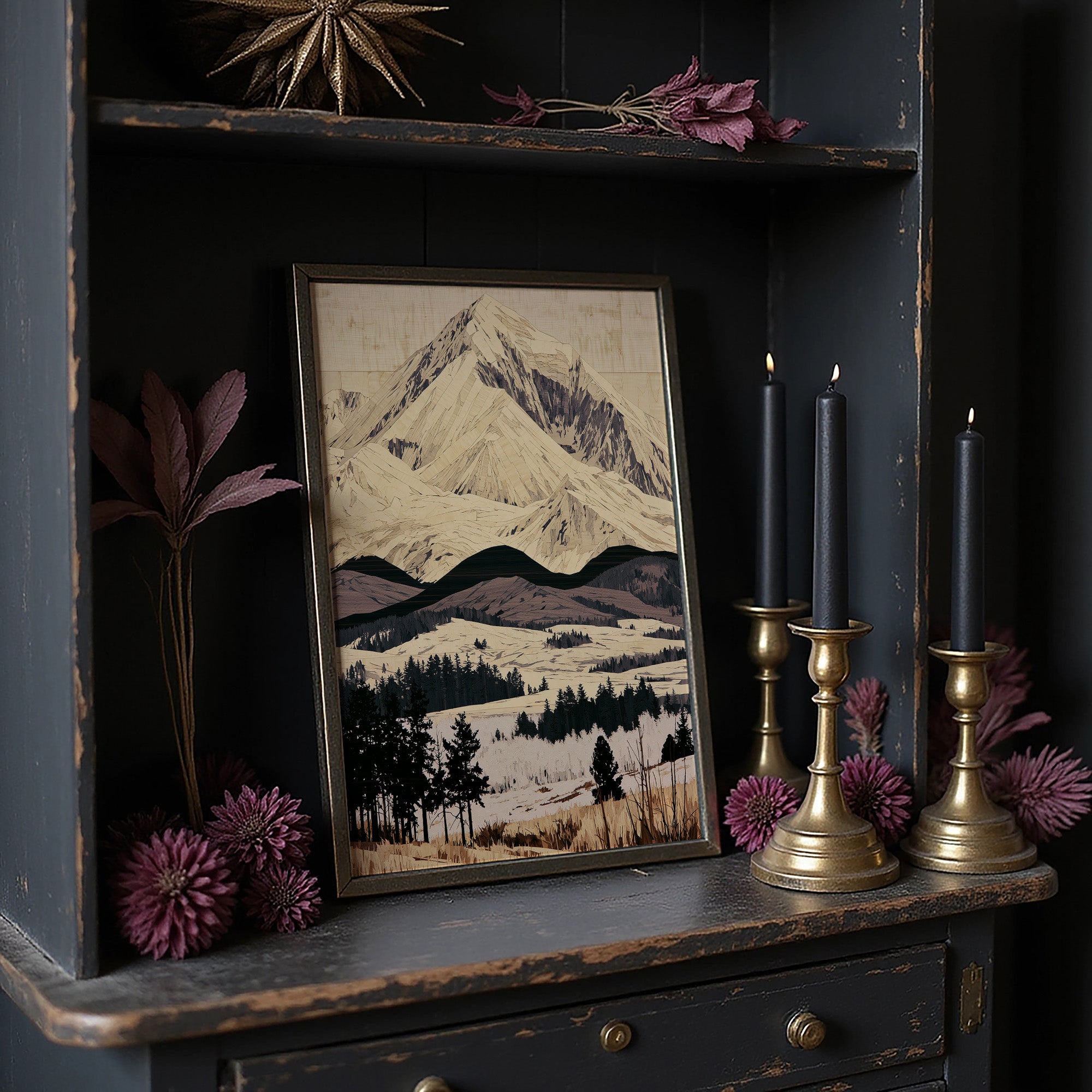Snow Peak in Marquetry