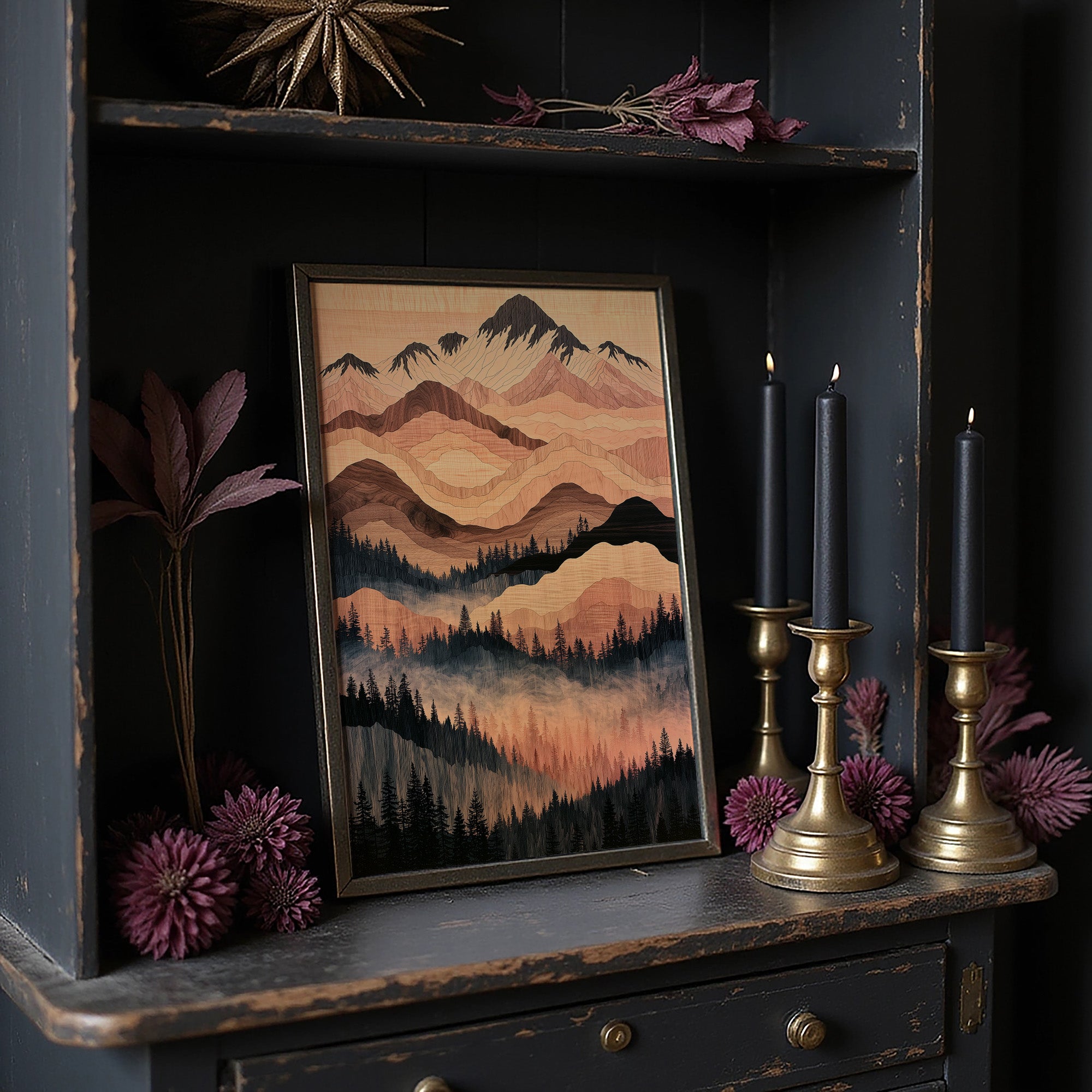 Woodgrain Peaks at Dusk