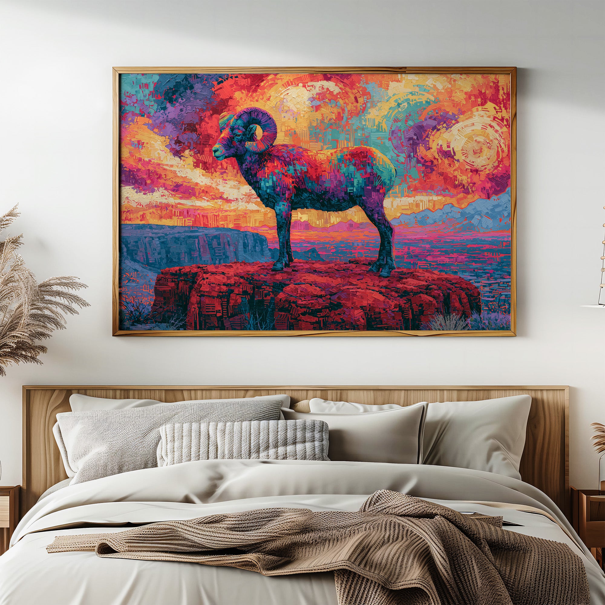 Bighorn Ram, Canyon Sky Ablaze