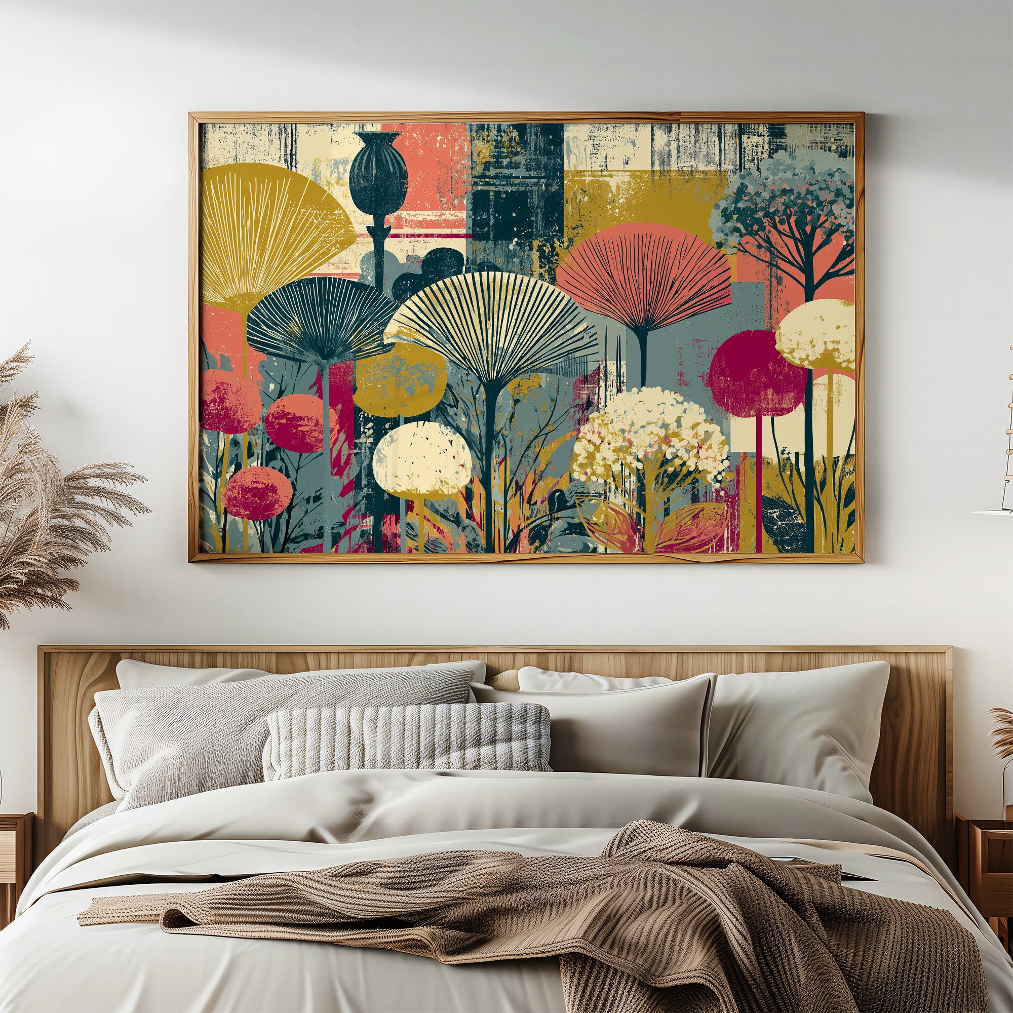 Fan Flowers, Retro Botanical Collage