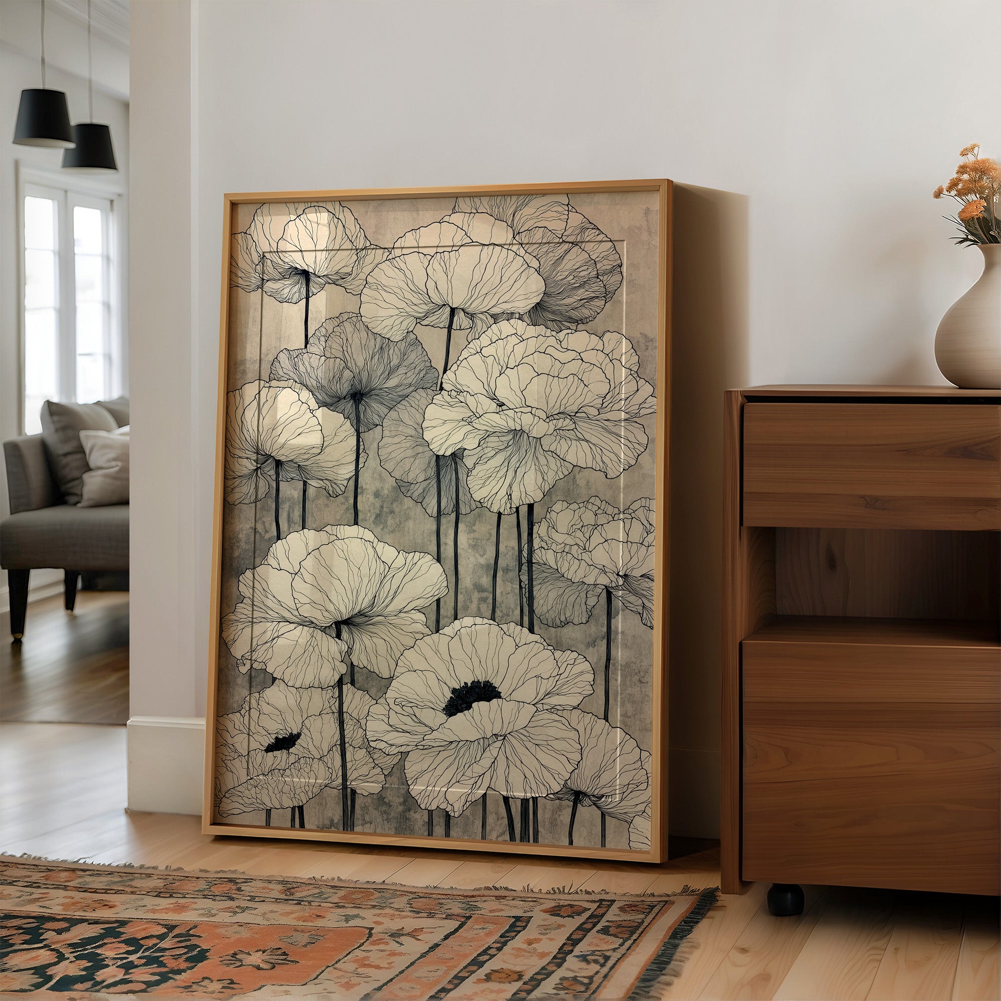 Faded Poppies on Parchment