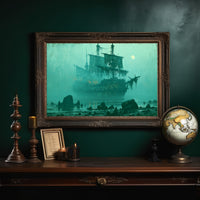Ghost Ship Under Full Moon