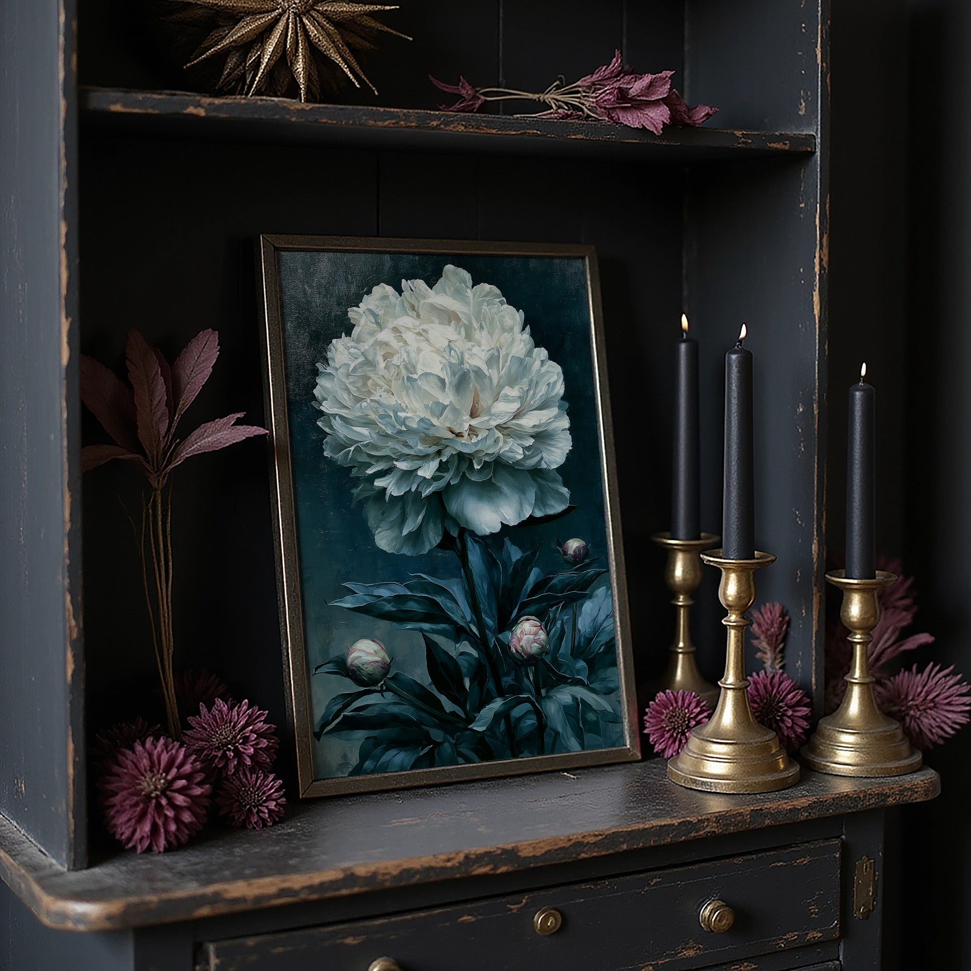 Ivory Peony in Shadow