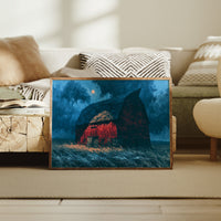 Red Barn Under a Blue Moon