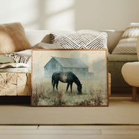 Grazing Horse, Foggy Farmstead
