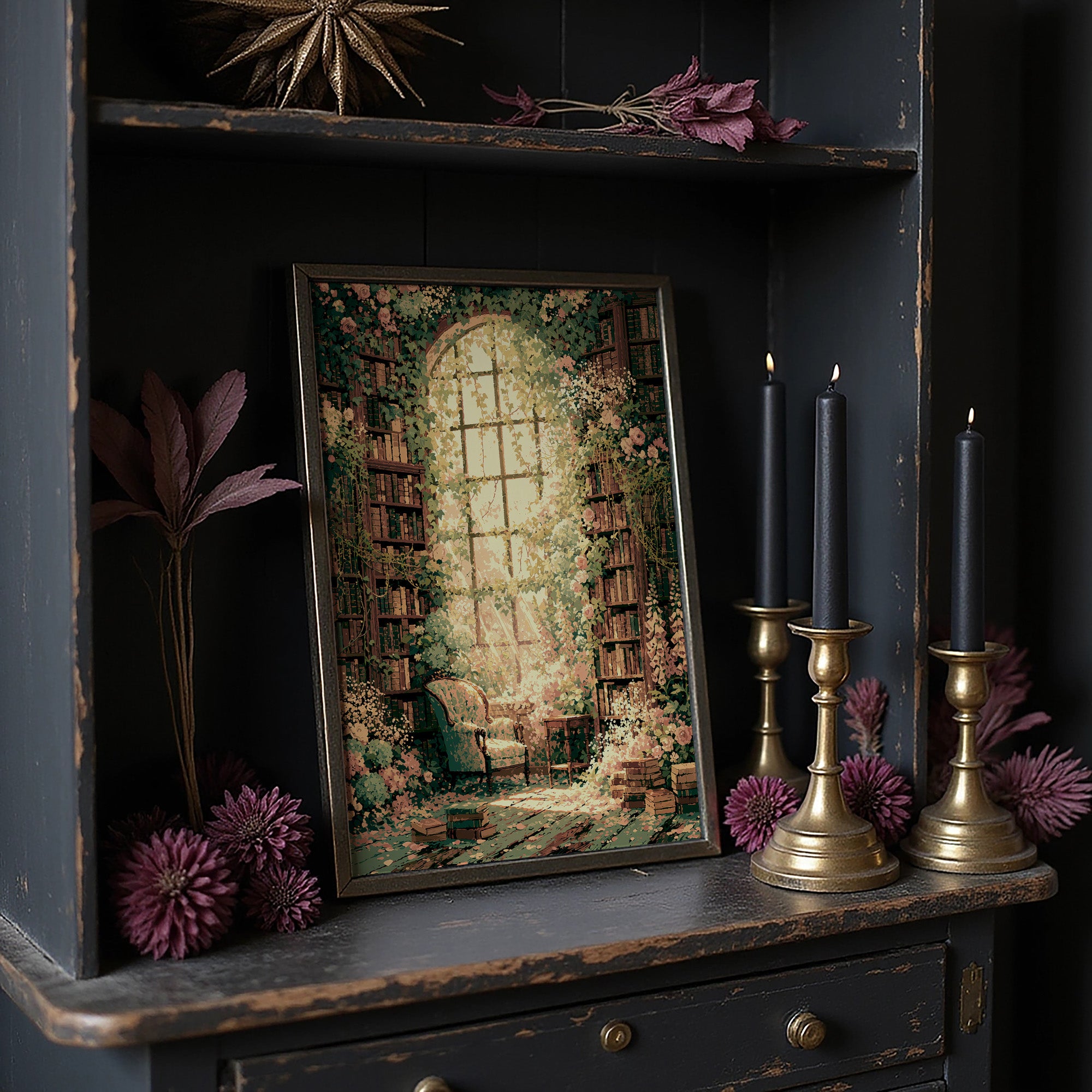 Arched Light, Rose-Draped Stacks