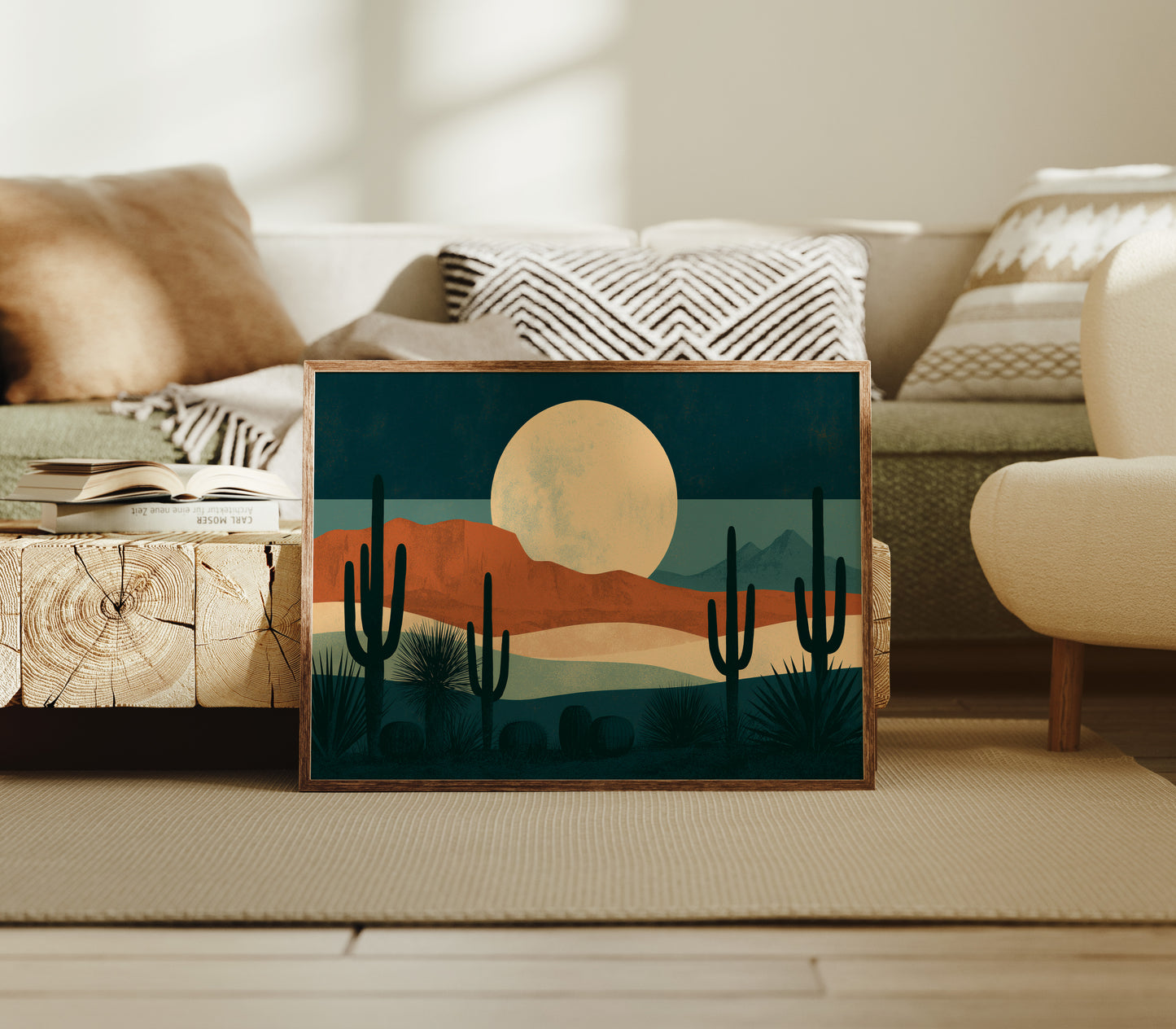 Full Moonrise Over Cactus Ridge