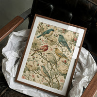 Five Finches on Antique Letters