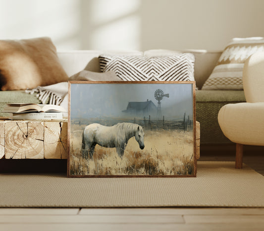 White Mare at the Windmill Farm