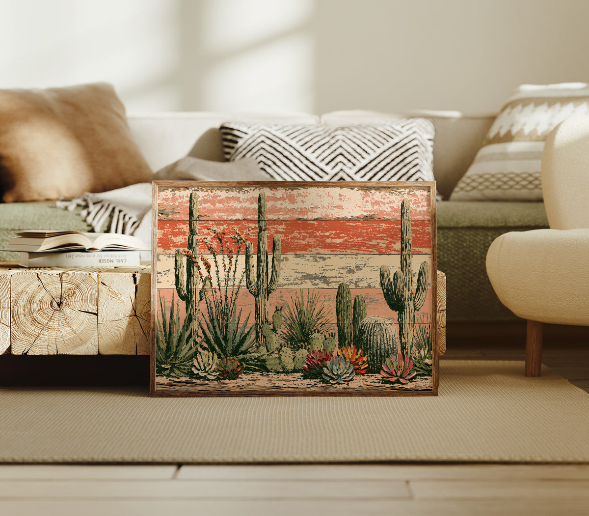 Succulent Garden on Coral Planks
