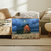 Old Red Barn Under Moonlight