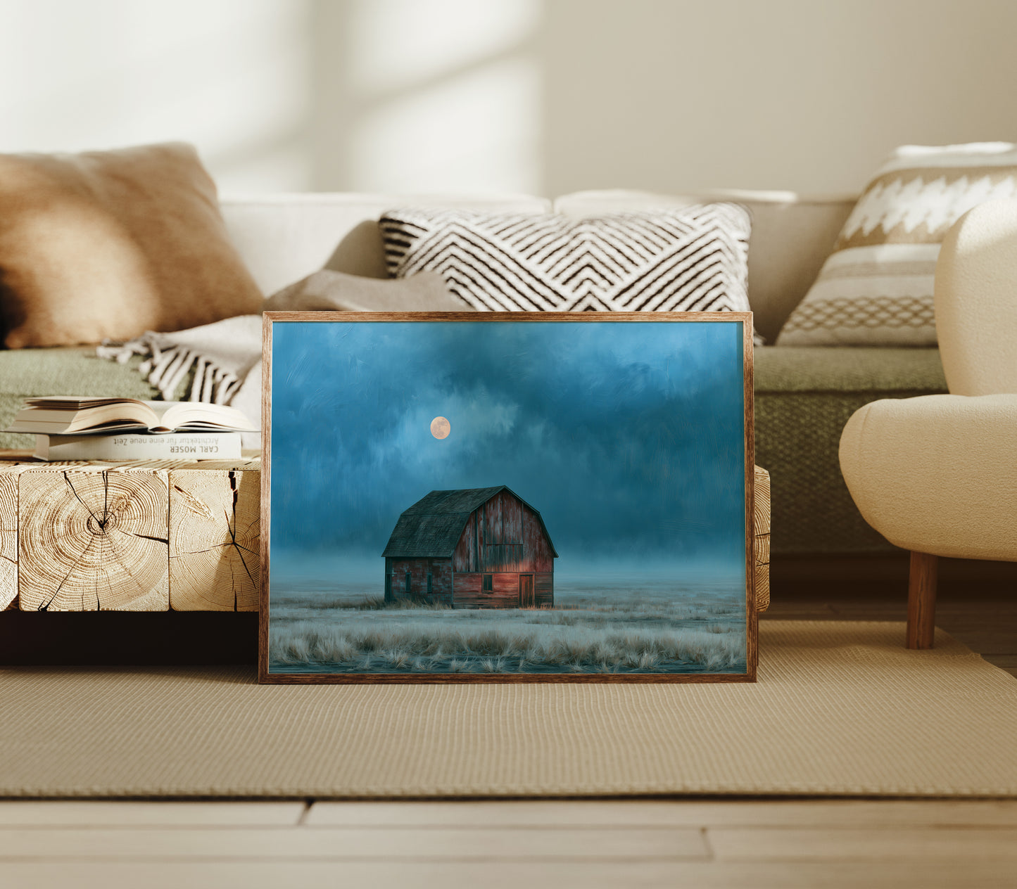 Frost Field Barn at Moonrise