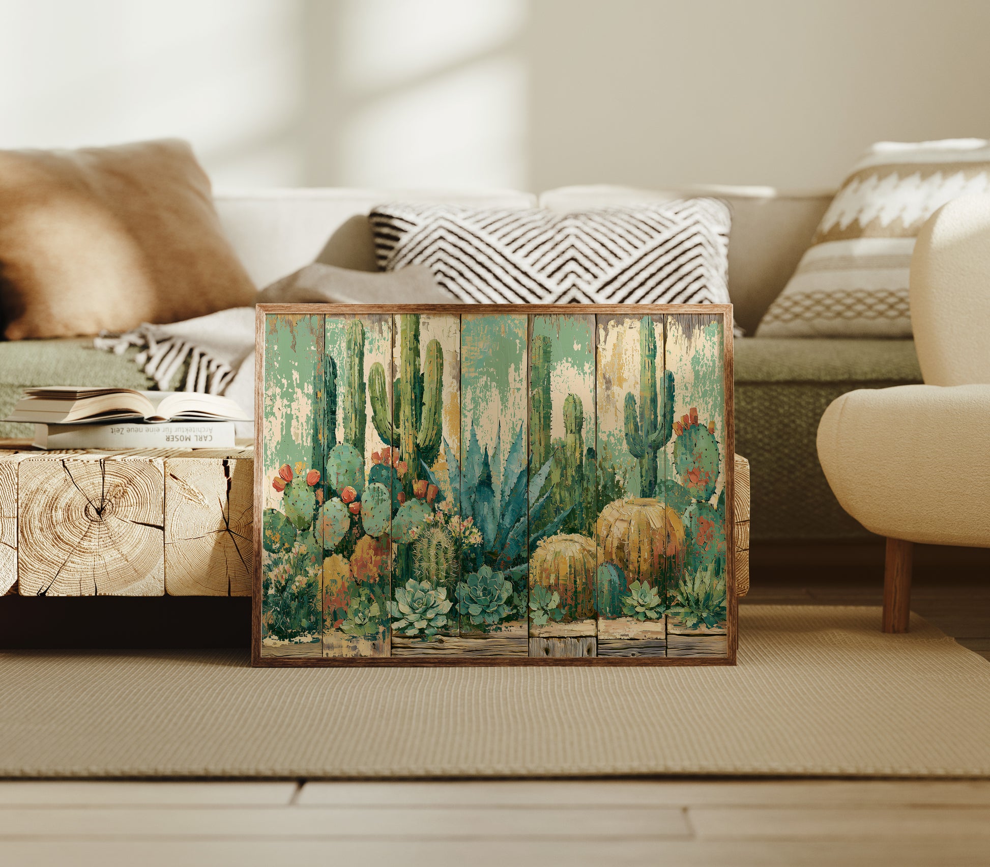 Desert Garden on Weathered Wood