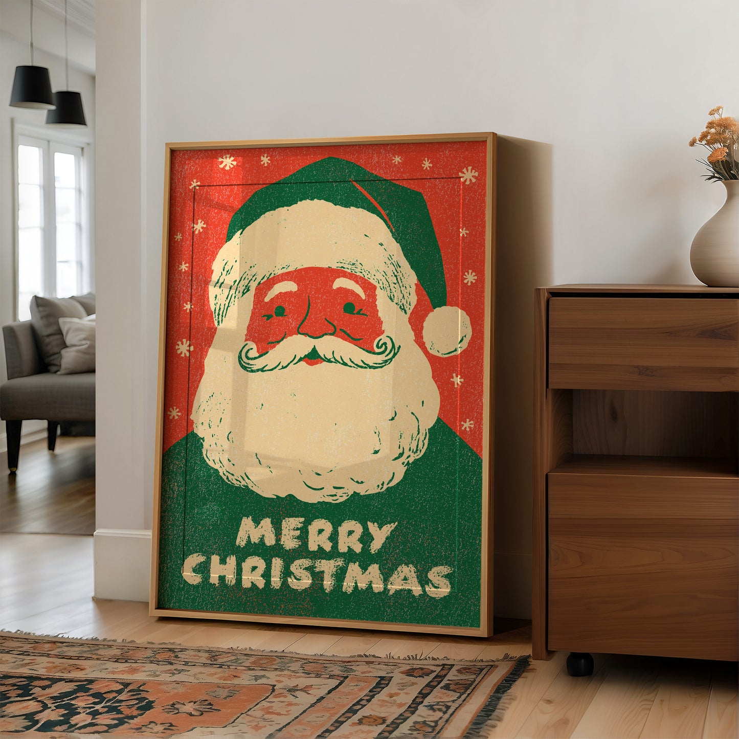 Merry Christmas Vintage Woodcut