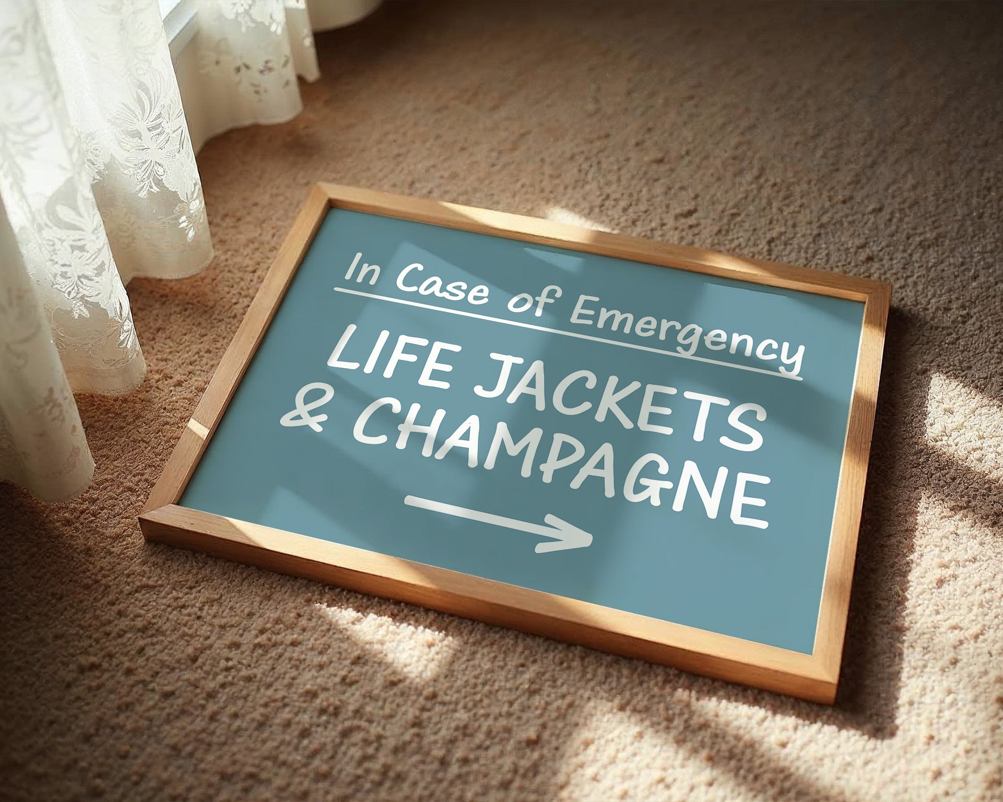 Life Jackets & Champagne Sign