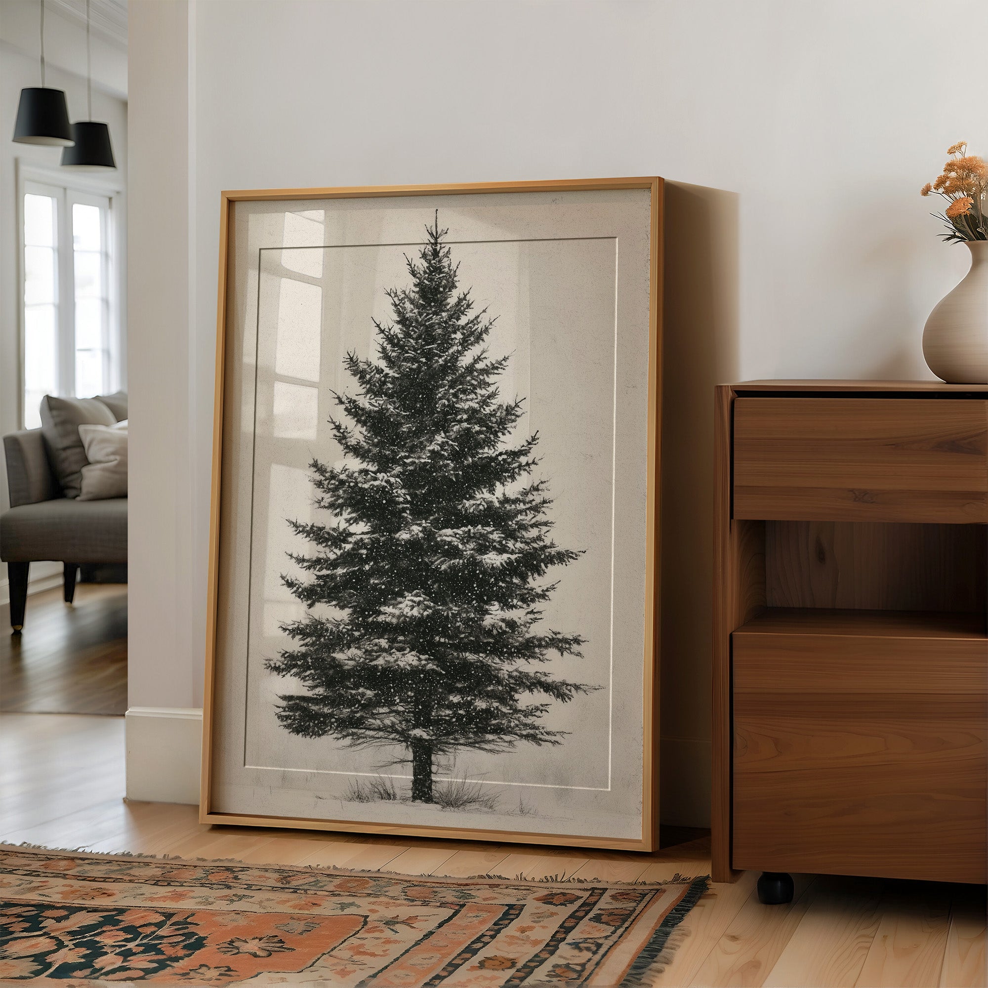 Lone Spruce in Snowfall