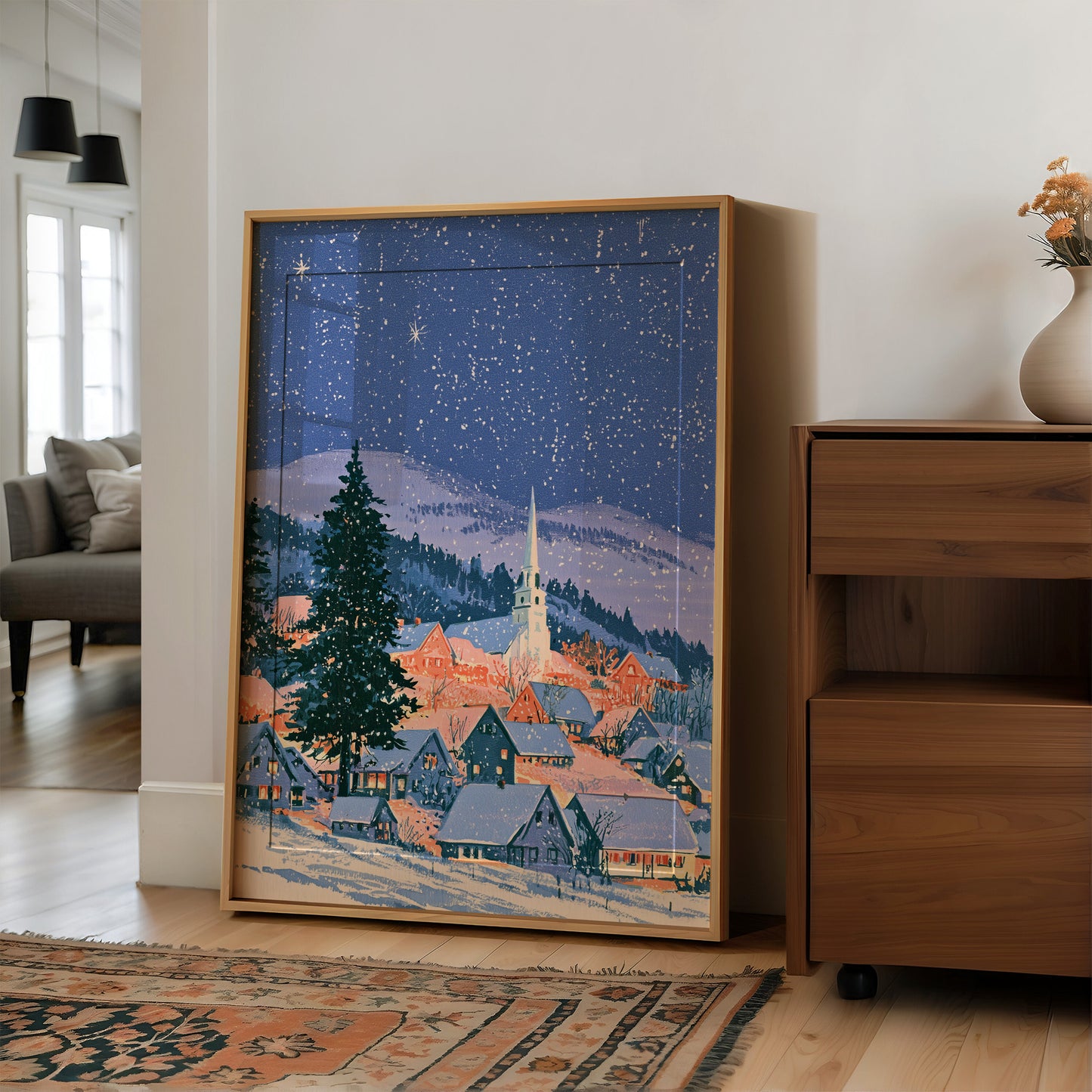 Starlit Village Below