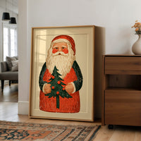 Folk Carved Santa & Tree