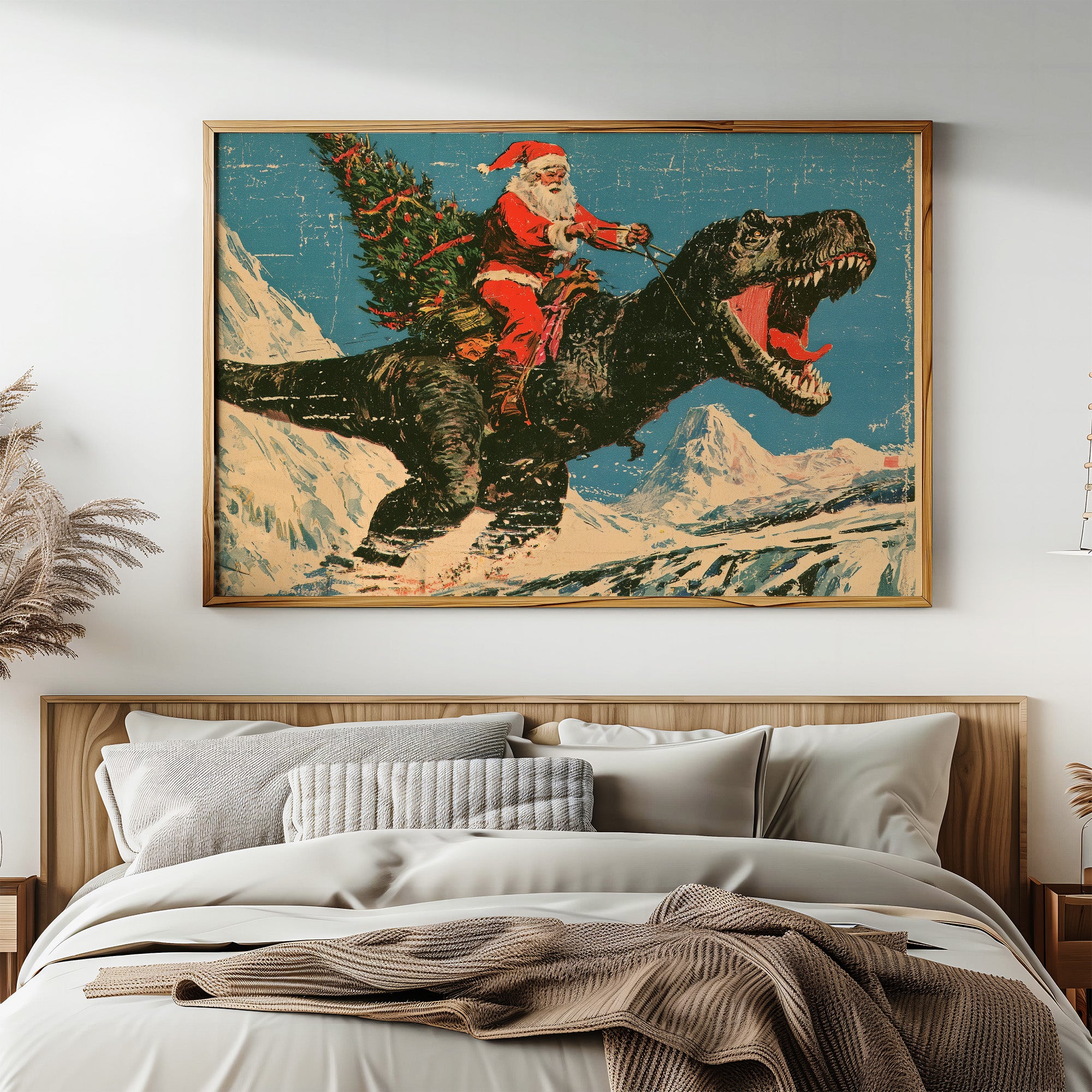 Santa Rides a T-Rex